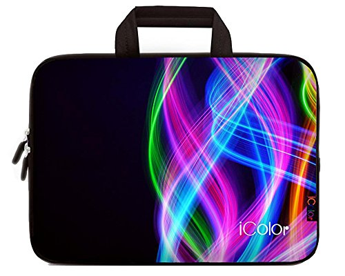 ICOLOR Colorful Line 10 10.2 Inch Laptop Carrying Bag Cover Neoprene Travel Briefcase Portable Chromebook Ultrabook Sleeve Case with Handle Fits 9.7-10.1 Inch Dell Google Acer HP Lenovo Asus(IHB10-04)